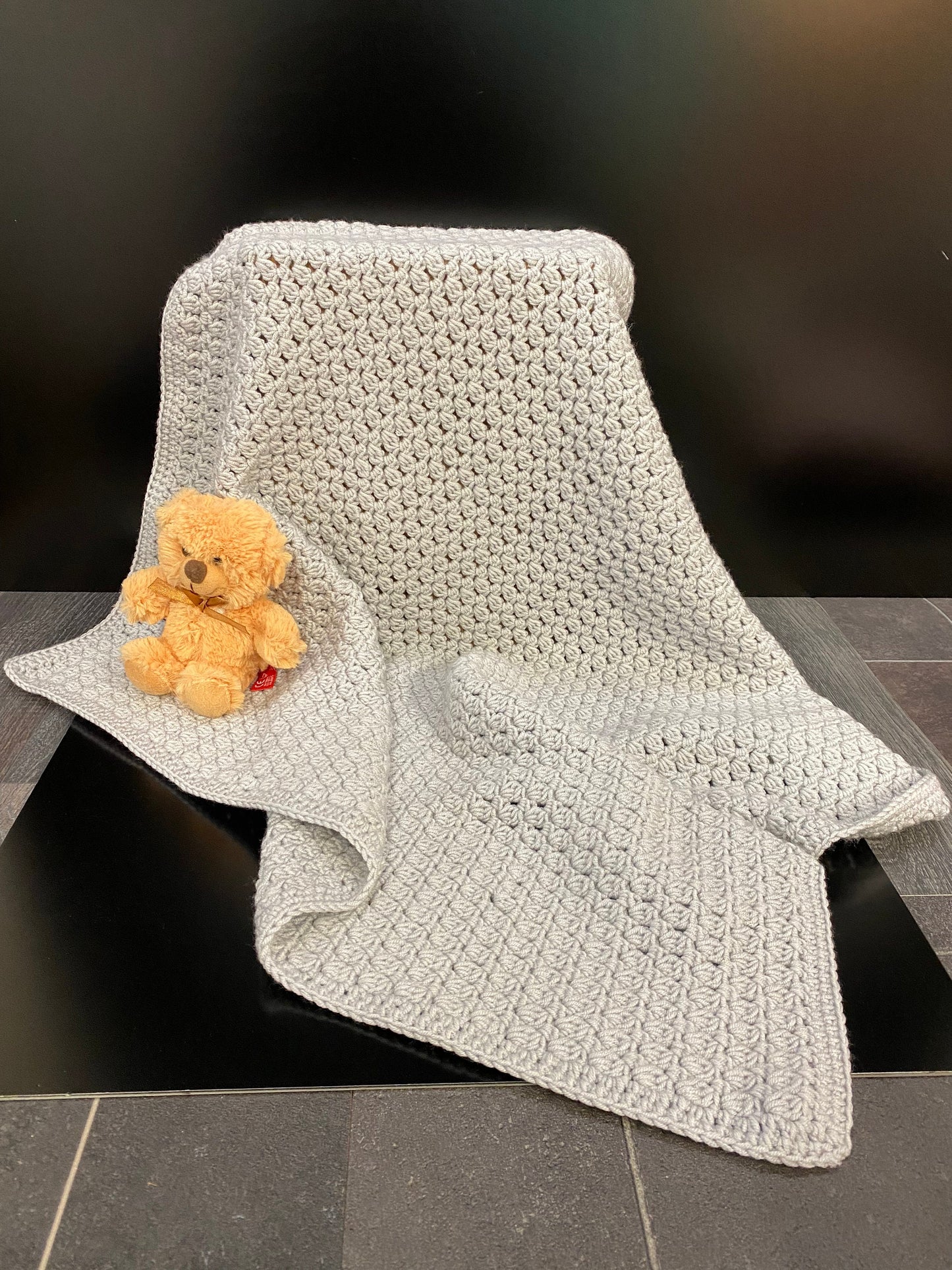 Crochet Grey Baby Blanket - Light Grey