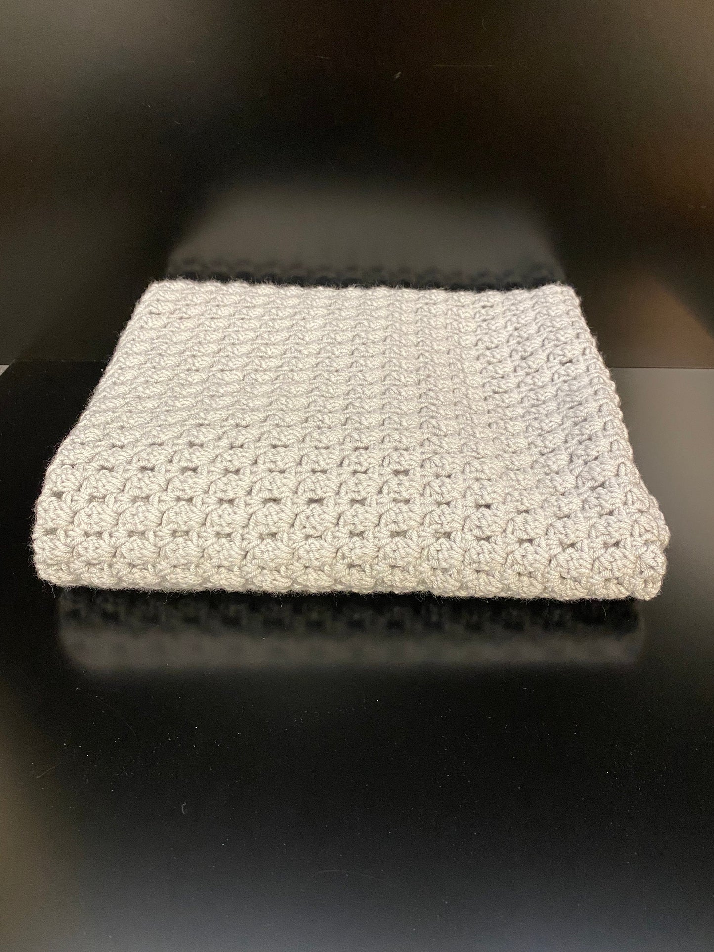 Crochet Grey Baby Blanket - Light Grey
