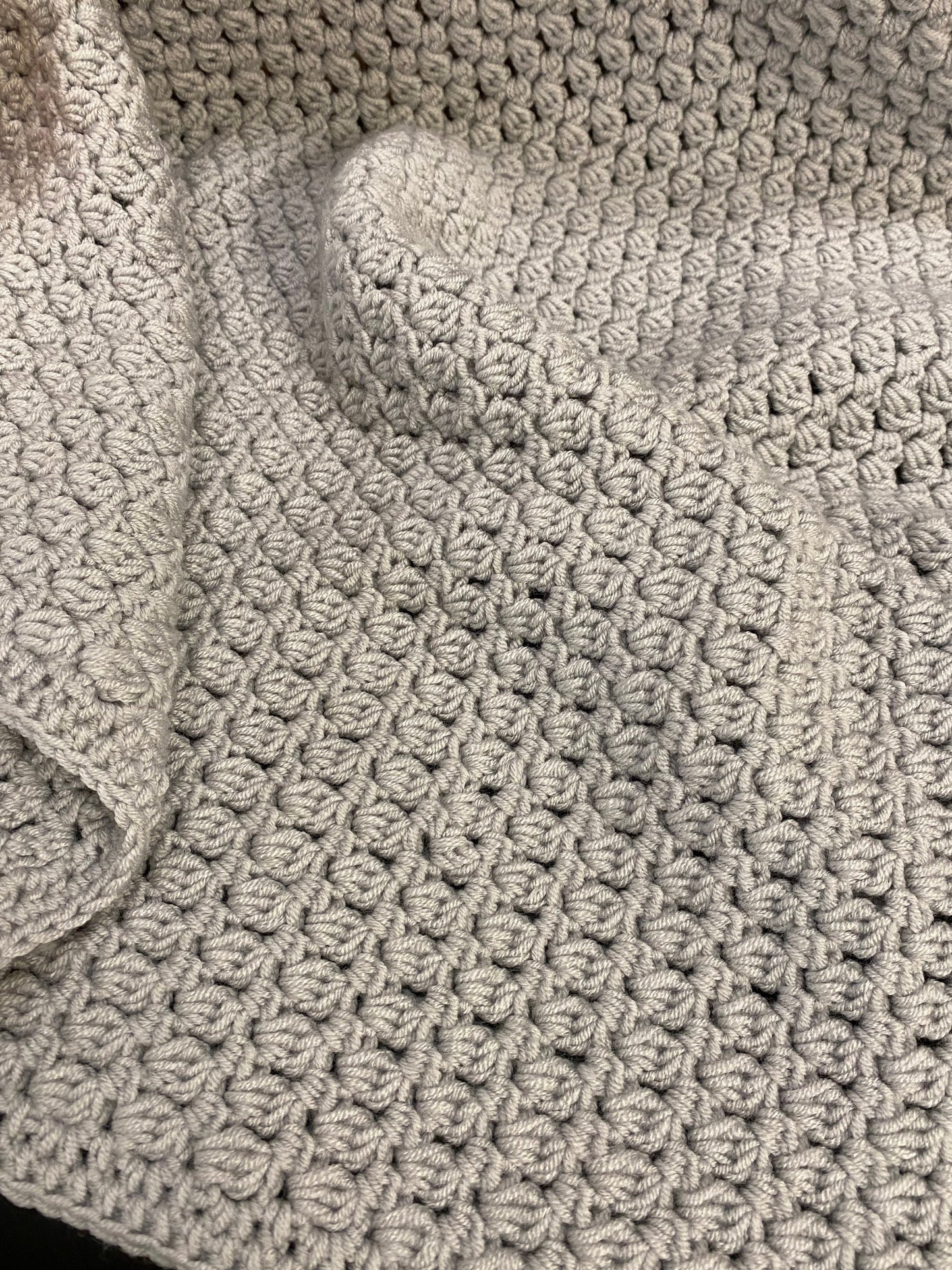 Crochet Grey Baby Blanket - Light Grey