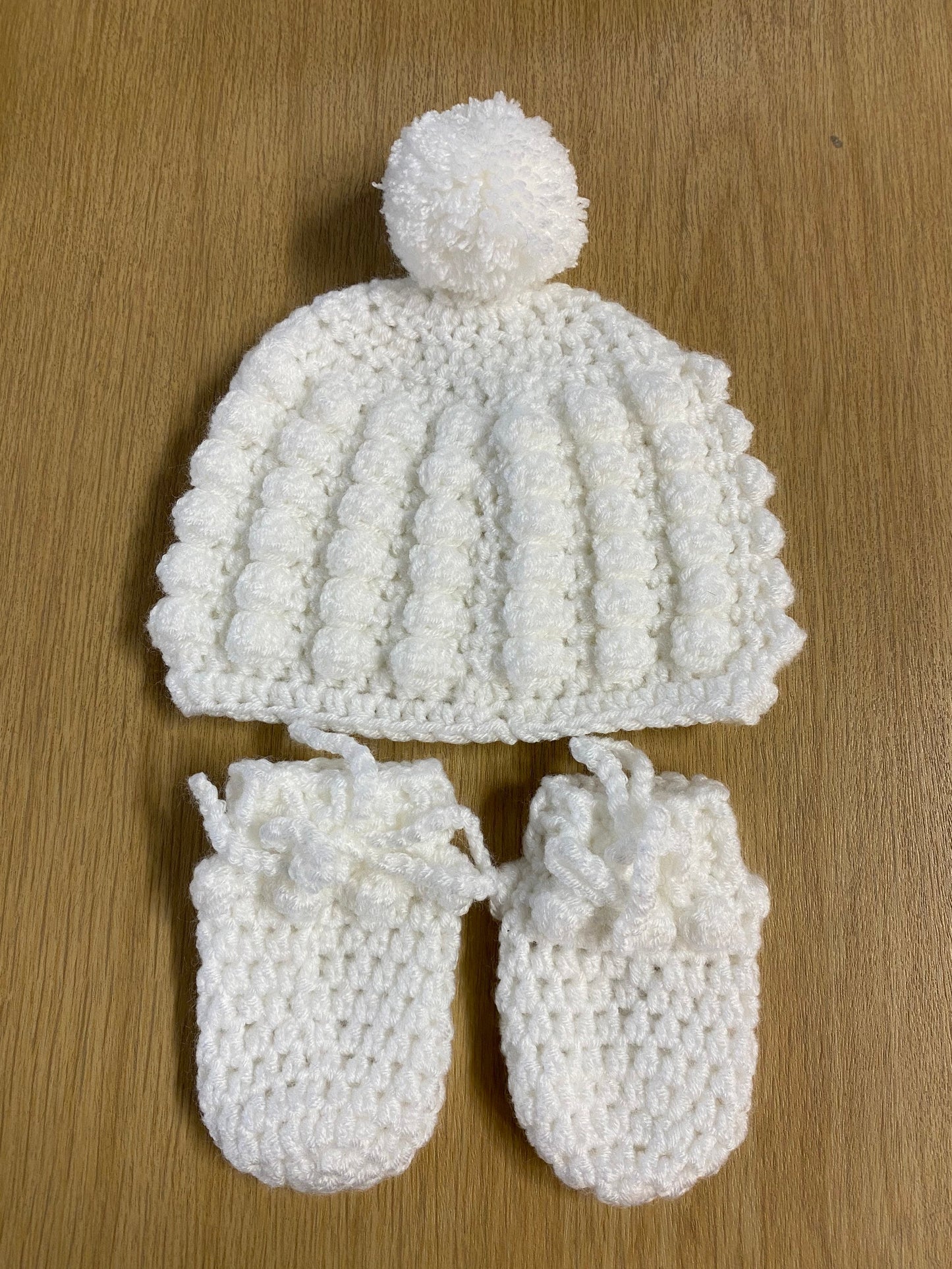 Handmade Baby Bobble Hat and Mittens Sets