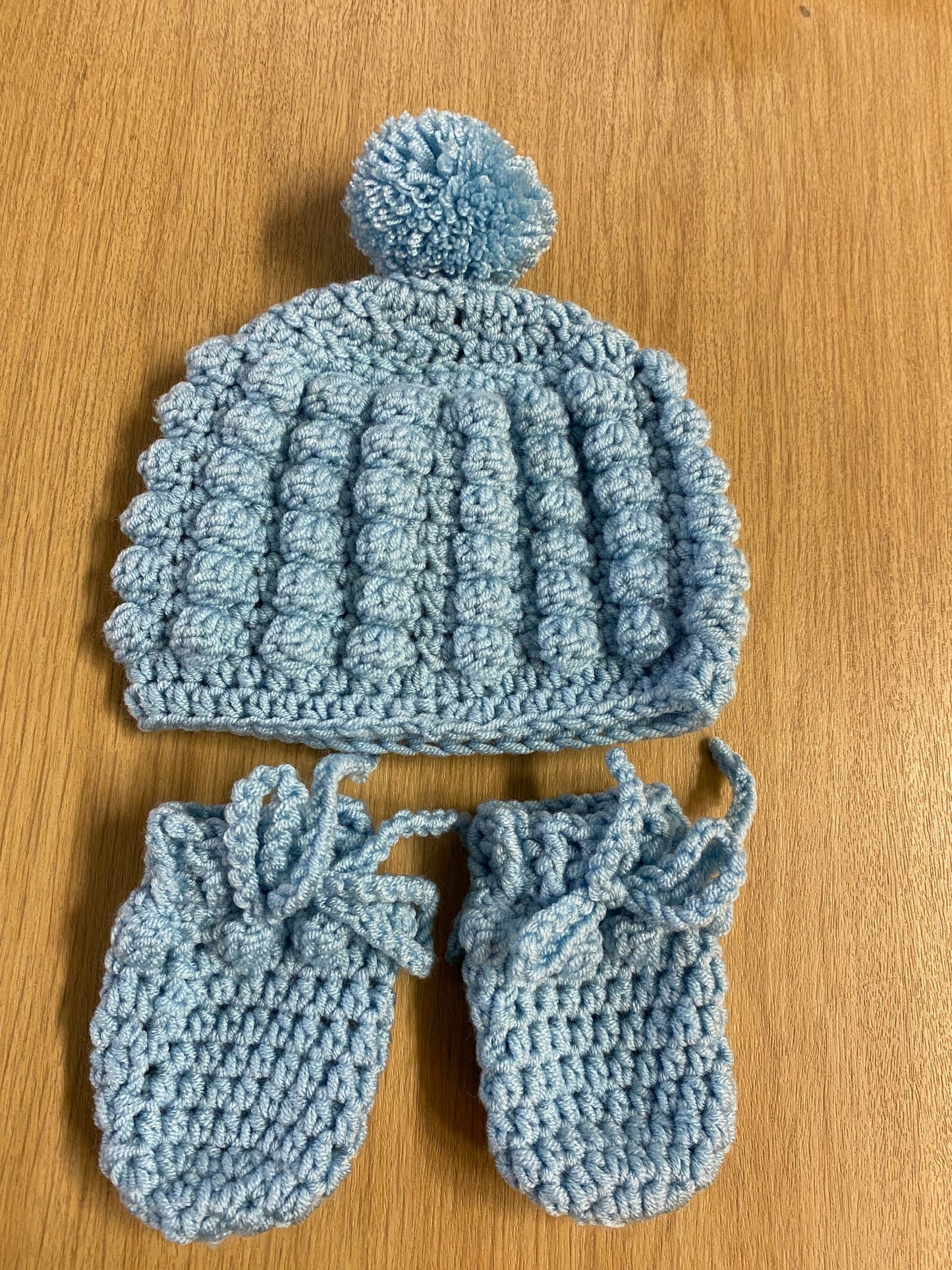 Handmade Baby Bobble Hat and Mittens Sets