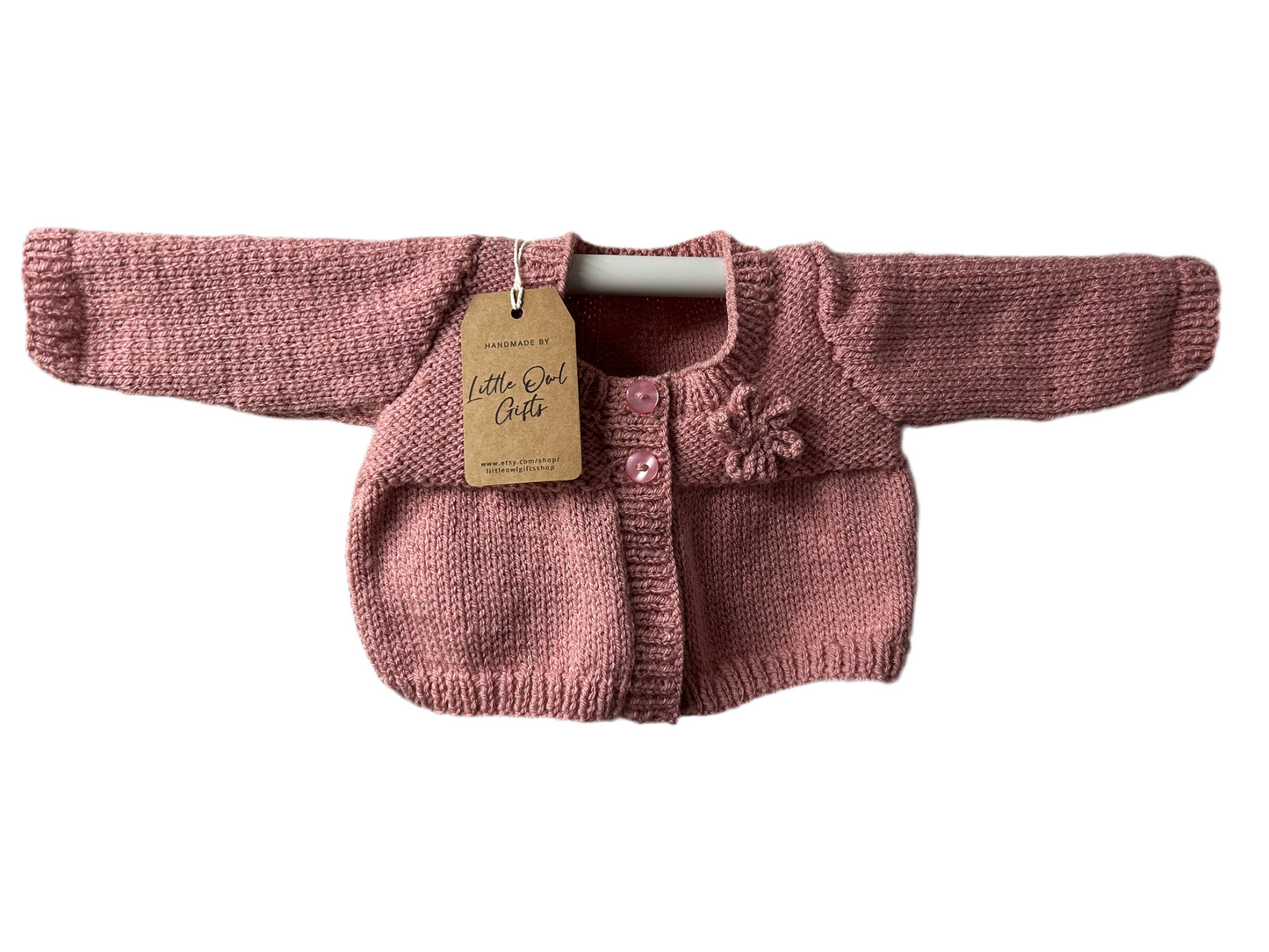 Knitted Flower Motif Baby Girls Cardigan