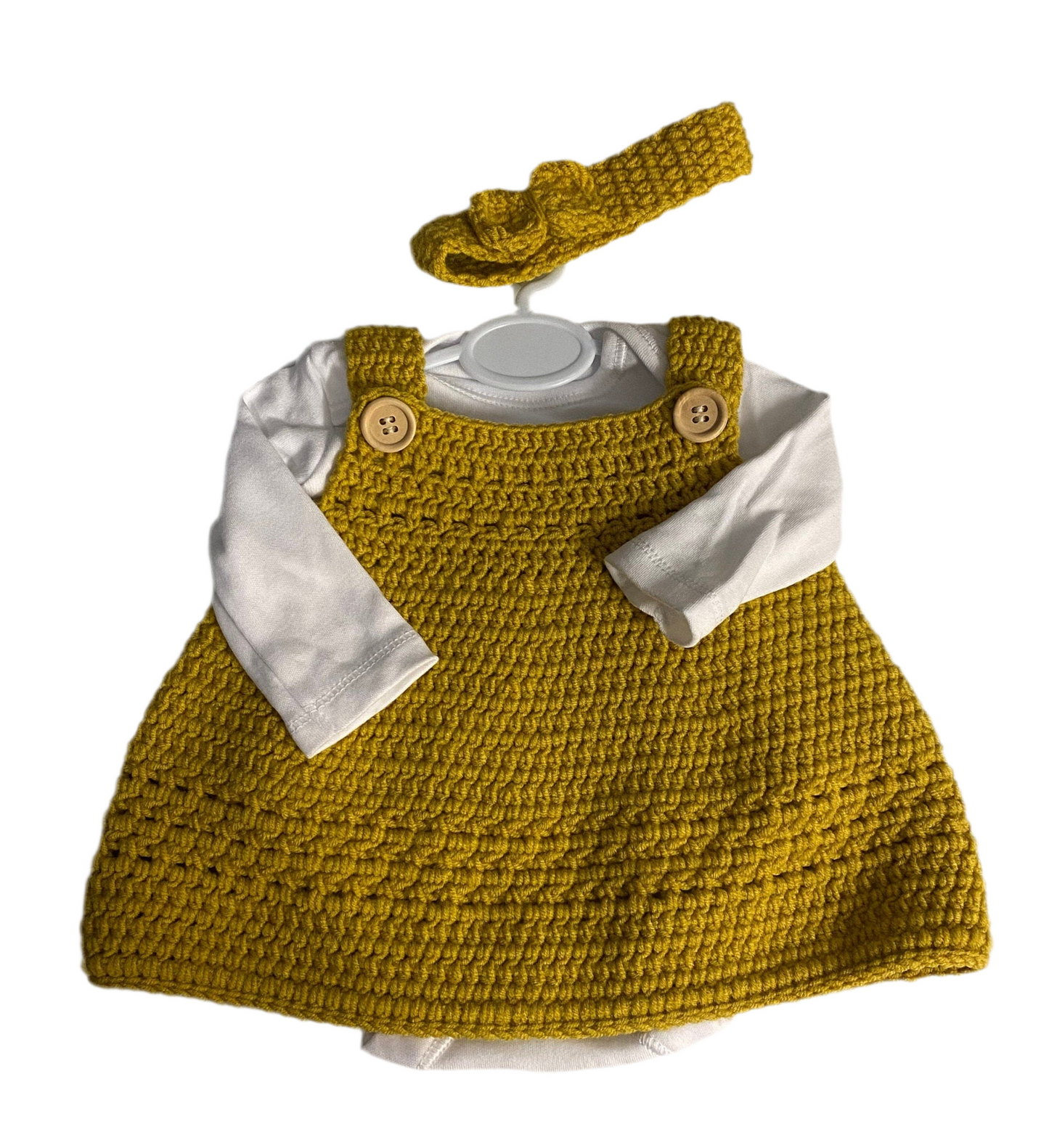 Baby Crochet Dress and Headband - Mellow Yellow