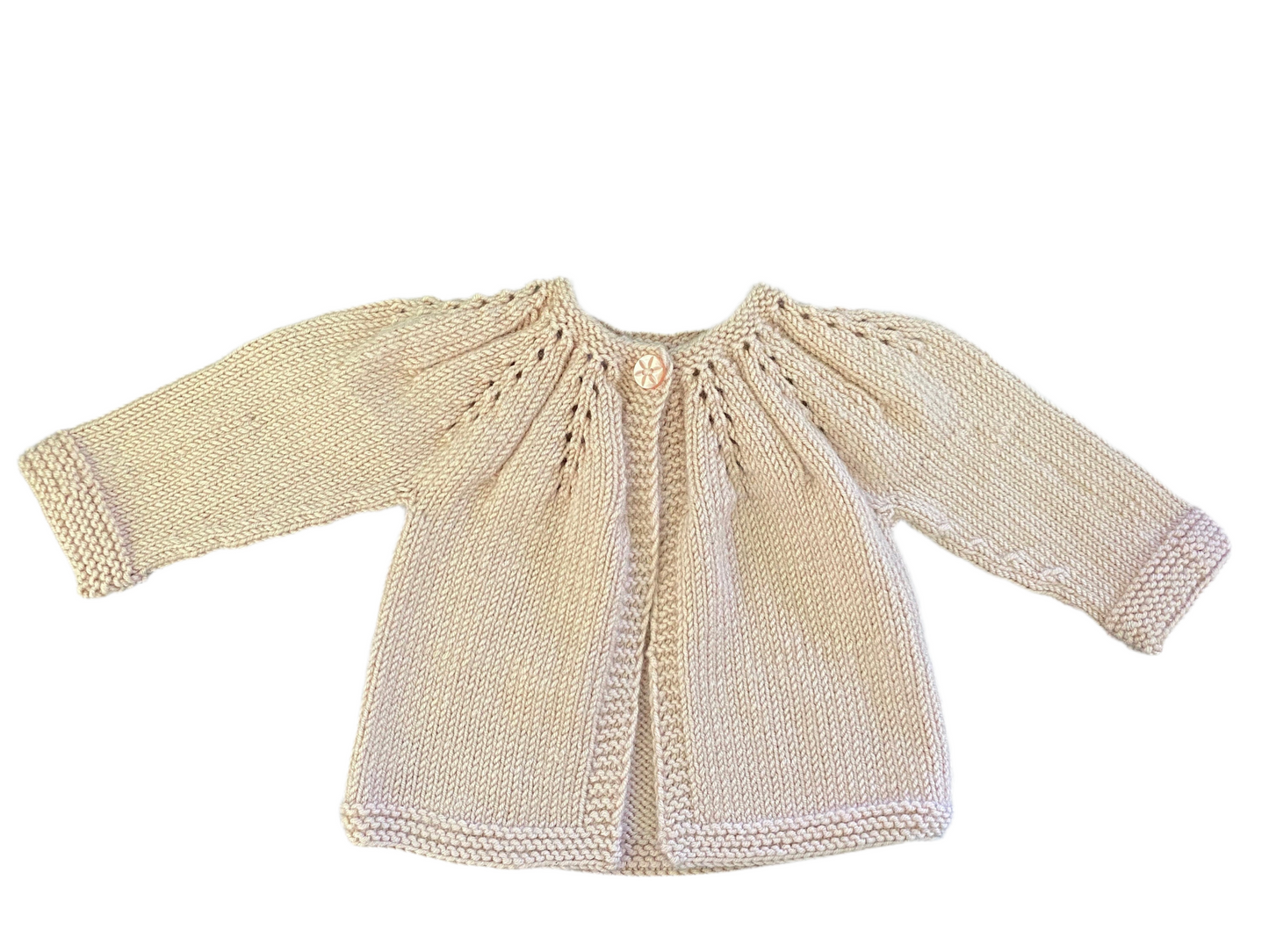 Baby Girls Knitted Cardigan 100% wool - Size 0-3 months