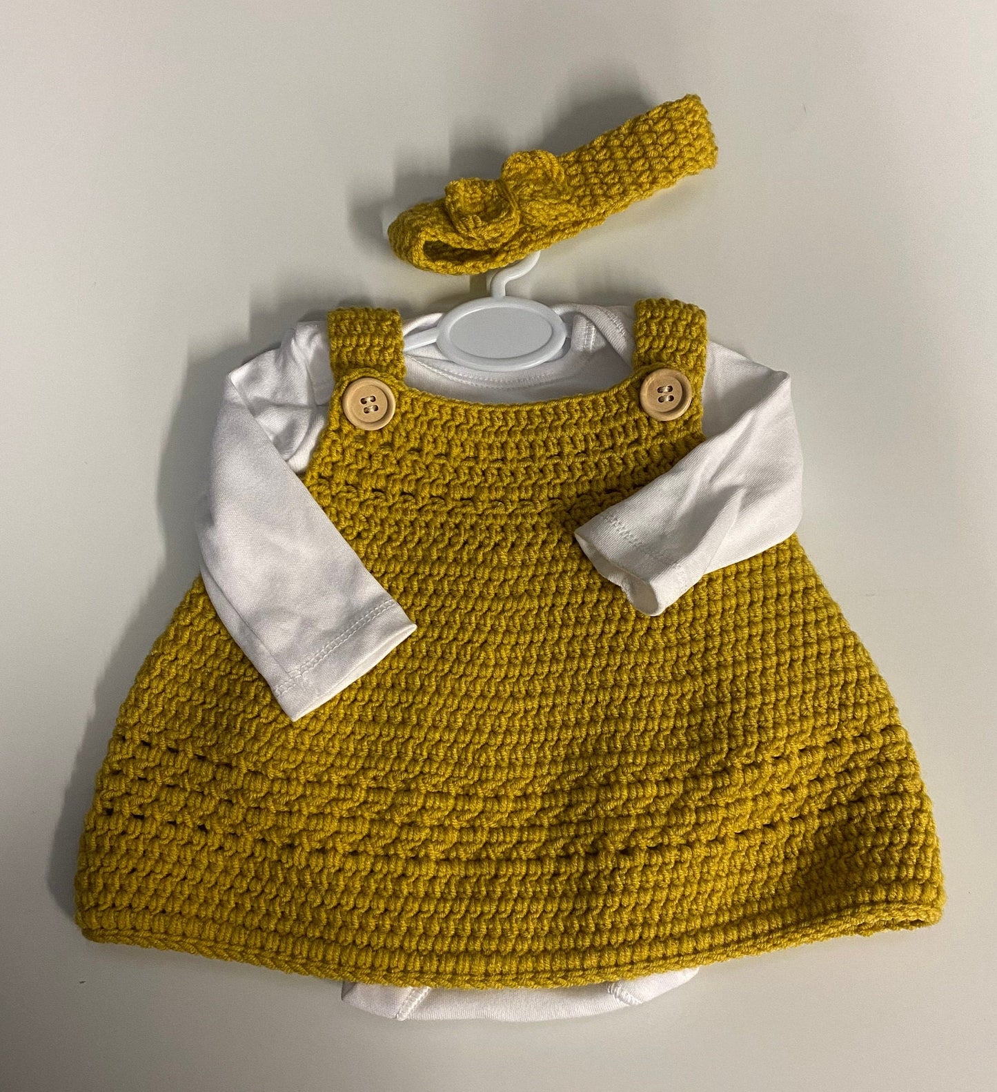 Baby Crochet Dress and Headband - Mellow Yellow