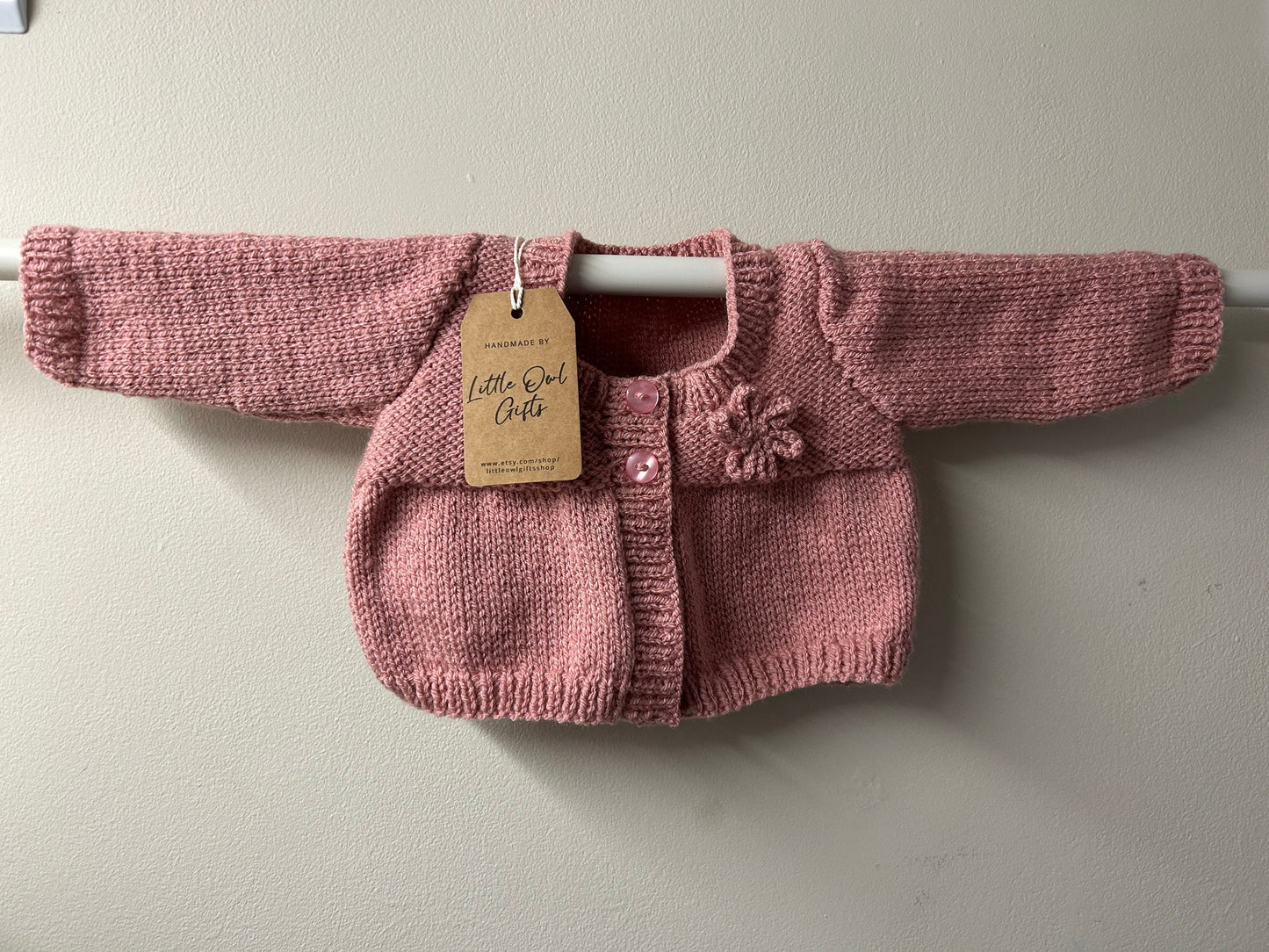 Knitted Flower Motif Baby Girls Cardigan