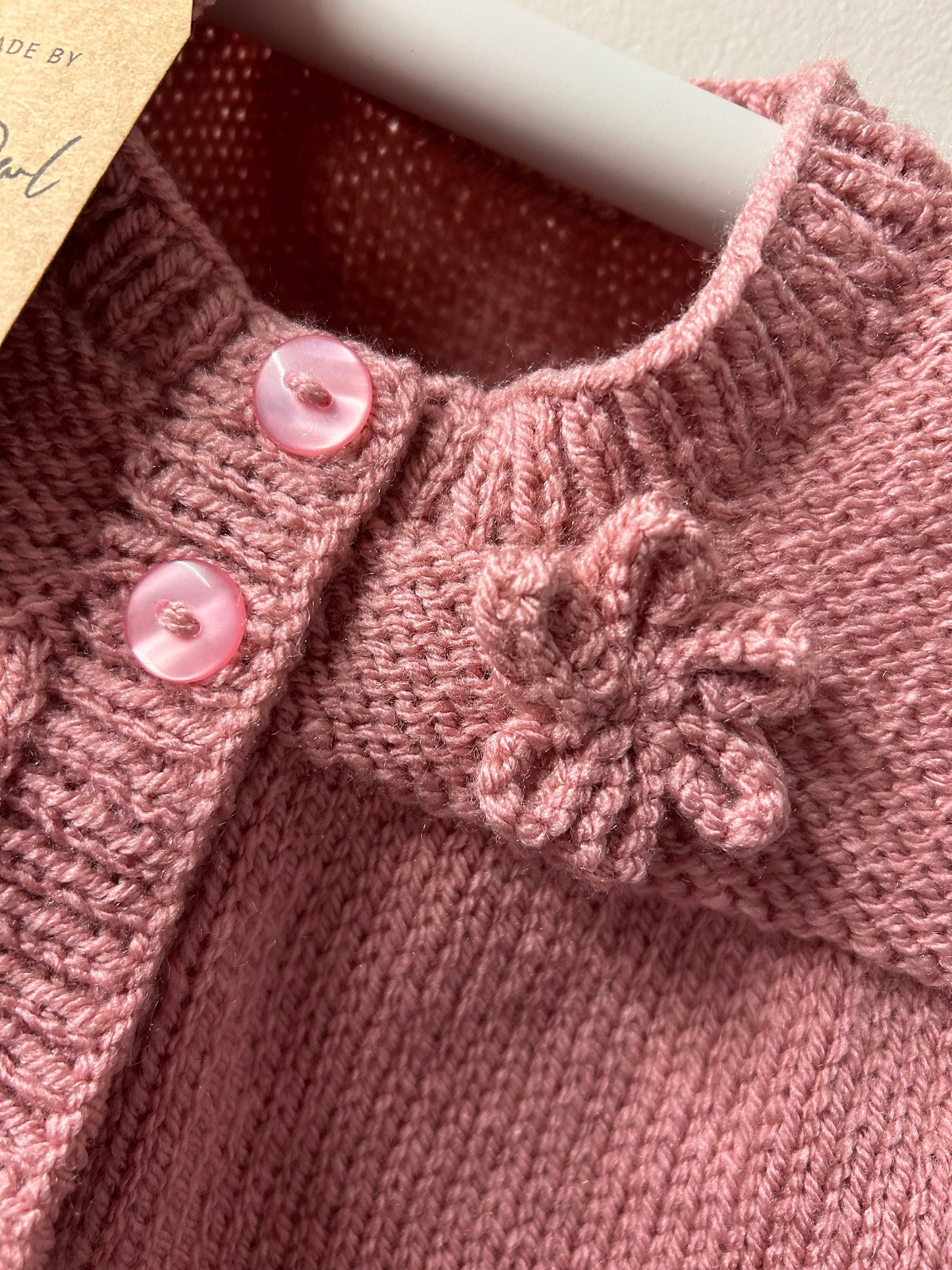 Knitted Flower Motif Baby Girls Cardigan