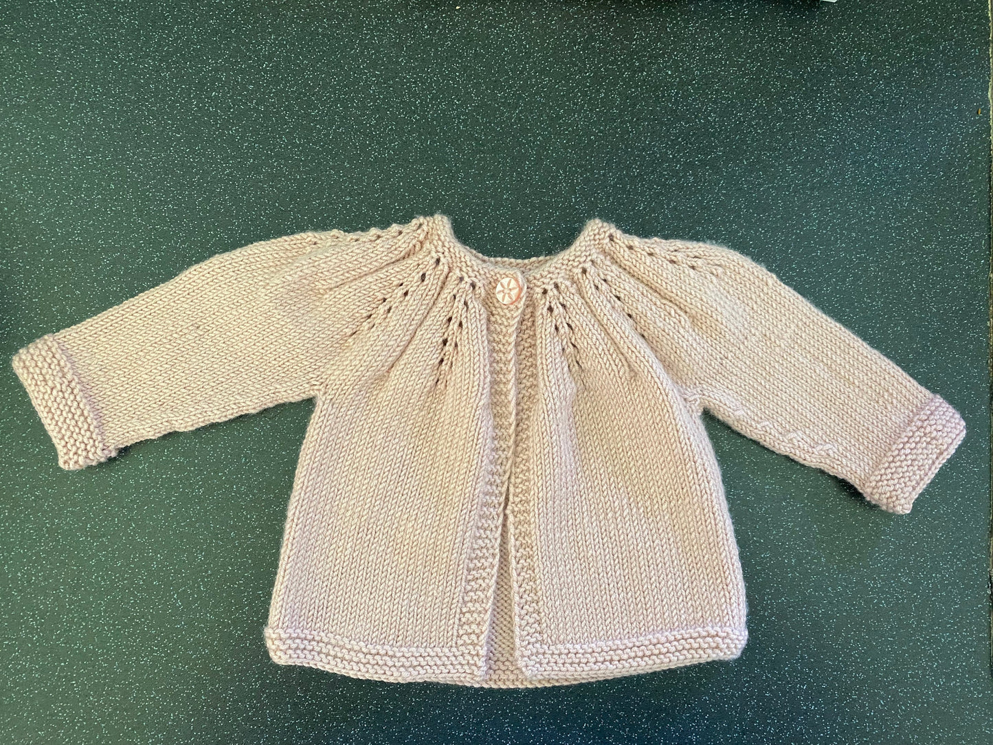 Baby Girls Knitted Cardigan 100% wool - Size 0-3 months