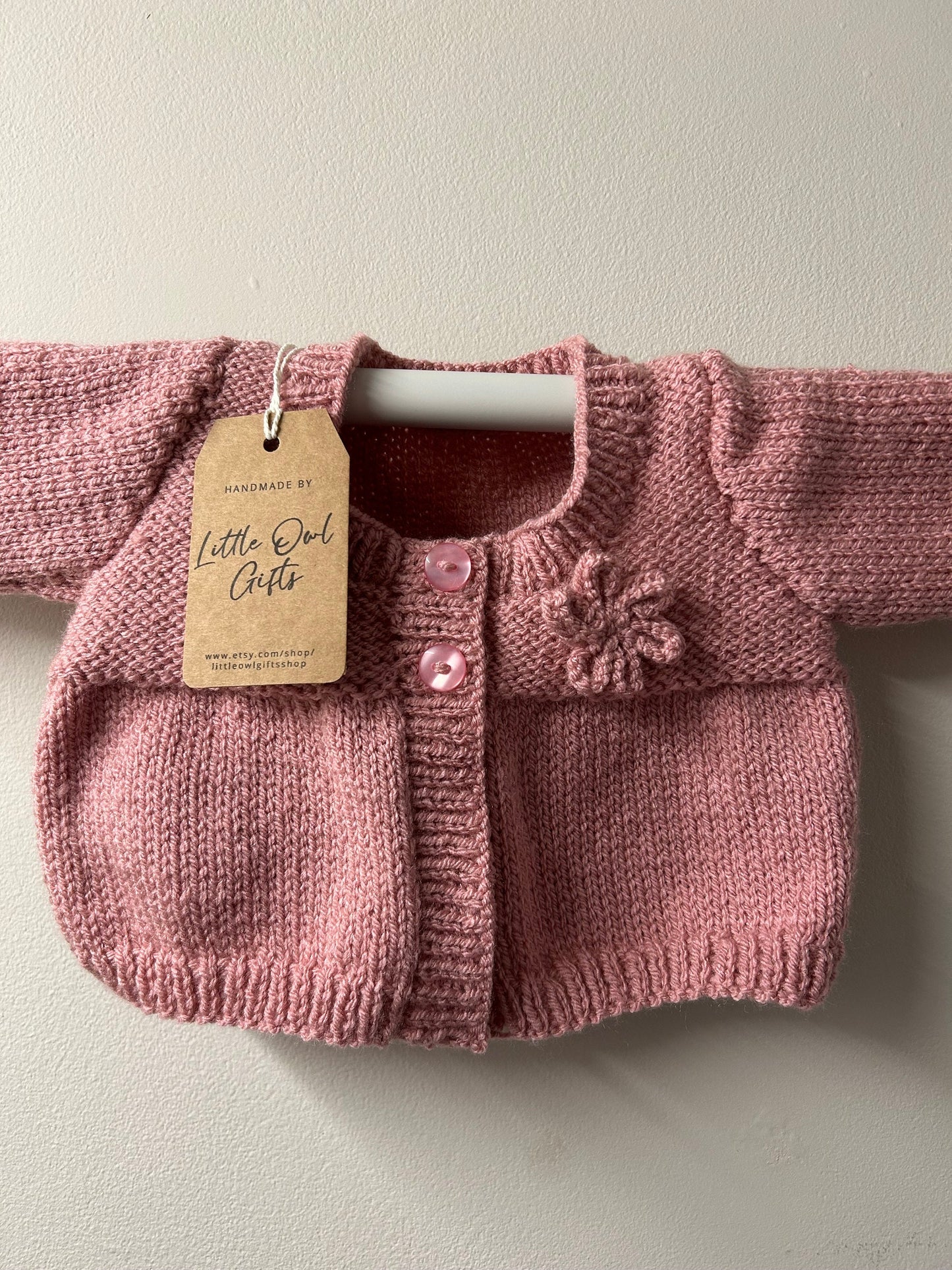 Knitted Flower Motif Baby Girls Cardigan