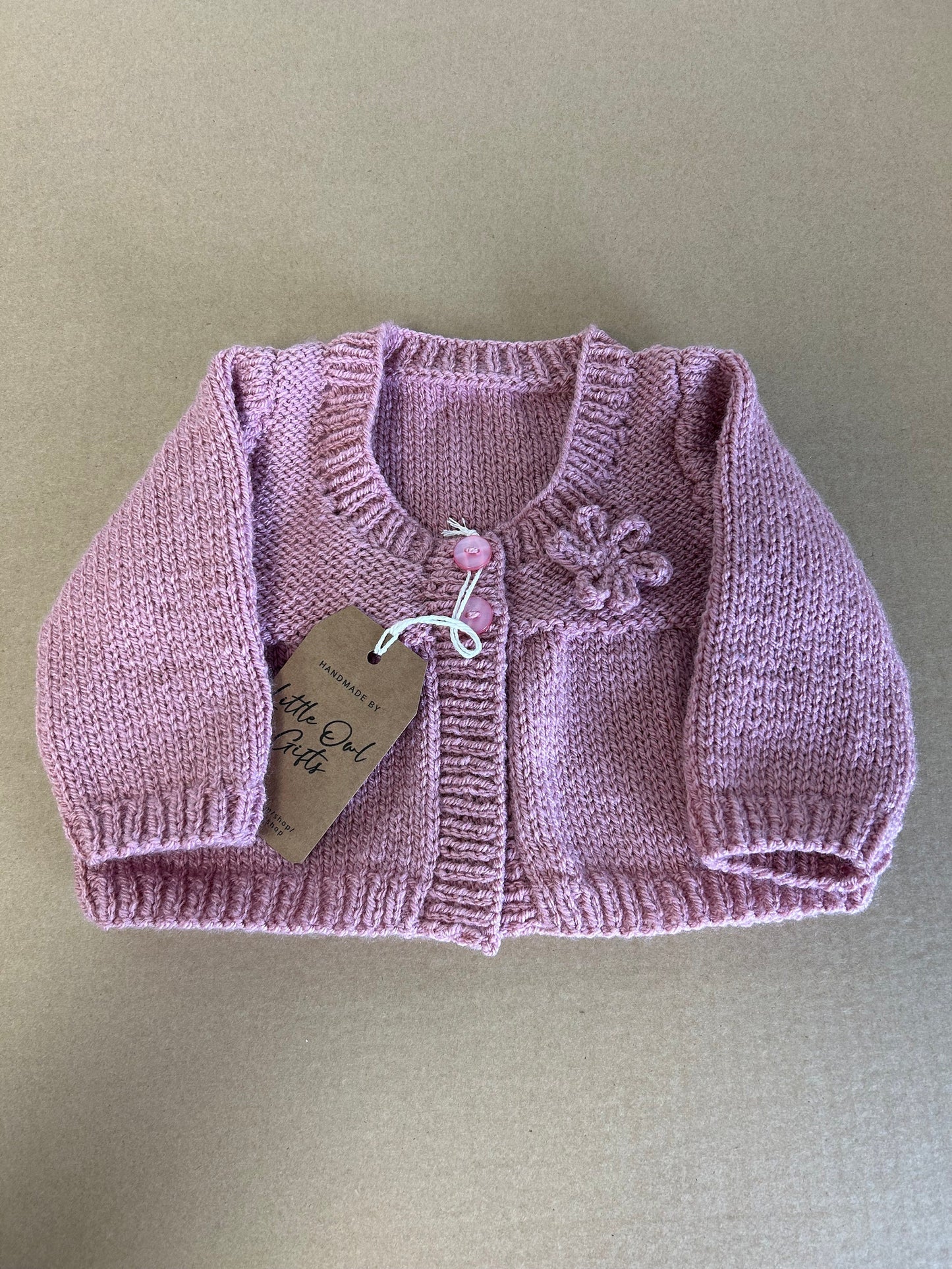 Knitted Flower Motif Baby Girls Cardigan